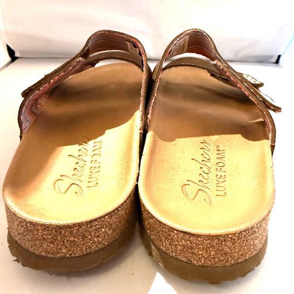 Skechers LuxeFoam Cushion Two Strap Granola Relaxed Fit Brown Sandals Size 8 - Picture 4 of 7